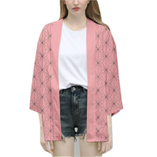 Load image into Gallery viewer, Anime Character Kamade Zezeko Pink Women's Kimono Cardigan Summer Kamado Tanjirou Green Black Checkered Men Japanese Haori Coat