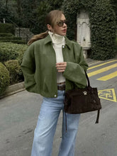 Load image into Gallery viewer, Women's Fashion Pilot Jacket with Bat Sleeves and Zipper, Casual Top