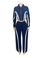 Load image into Gallery viewer, 2025 Winter Female Outfits Sets Streetwear Patchwork Zip up Big Lapel Jacket Women Tracksuit Two Pieces Wide Leg Pants Set