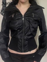 Load image into Gallery viewer, AltGoth Amercian Vintage Pu Leather Jacket Women Streetwear Harajuku Grunge Emo Alternative Grunge Zipper Casual Coats Female