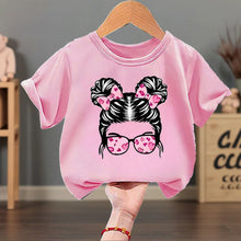Load image into Gallery viewer, Summer Girls Casual T Shirts Fashion Printed Children's Short Sleeve Tops Kids Breathable Comfy Outdoor Tee Black Pink White