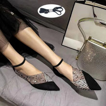Load image into Gallery viewer, Women's Walking Sneakers, Lightweight Breathable Open Back Flats, Rhinestone Mesh Pointed Toe Dress Shoes for Party & Banquet