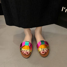 Load image into Gallery viewer, Summer Women Slippers Fashion Outdoor Casual Breathable Flat T-shape Soft Comfortable Heels Shoes Open Toe Sandals Slides Women