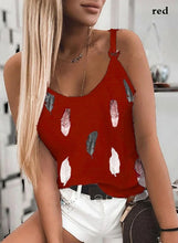 Load image into Gallery viewer, 2022 Summer Women Wear New Pattern Fashion T-Shirt Summer Casual Feather Print Sleeveless Tank Tops Camisole Coat