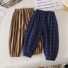 Load image into Gallery viewer, Summer Kids Casual Pants 1-6Y Simple Boys Grid Sweat Pants Korean Loose Thin Children Striped Letter Trousers