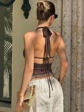 Load image into Gallery viewer, Summer Fashion Sexy Halter Backless Lace Up Lace Ruffles Swinging Collar Vest Women Casual Y2K Tank Top Party Club Canis Clothes