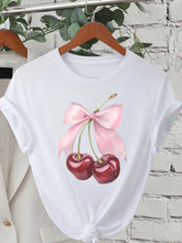 Load image into Gallery viewer, Fashion Cherry Print Women T-Shirt Short Sleeve Crew Neck Casual Tops for Summer Spring Women's Clothing Tops Tees