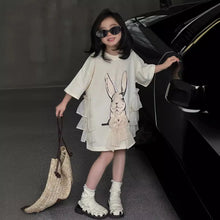 Load image into Gallery viewer, Girls Summer Dress Trendy Cool Fashionable Versatile Mid-Toddler T-Shirt to Big Kids Top 2025