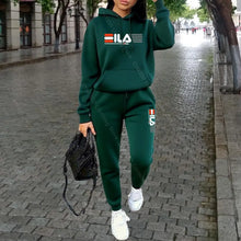 Load image into Gallery viewer, Women's Printed Fleece Hoodie & Pants Two-Piece Set