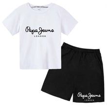 Load image into Gallery viewer, Kids Trendy Simple Letter Print Summer Fashion Breathable Tees+Shorts 2pcs Sportsuits 3-13 Years Boys Girls Outfits Clothes Sets