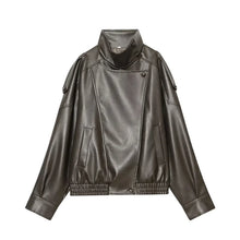 Load image into Gallery viewer, Women's Jacket Fall 2025 New Black Long Sleeve Pebble Faux Leather Jacket Motorcycle Style Personality Fashion