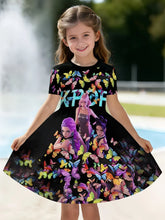Load image into Gallery viewer, Kpop Cartoon Graphic Dress for Girls Funny Gift for Fan Harajuku Girl Clothes Summer Tops Short Sleeve Dress Children's Clothing