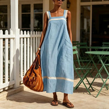Load image into Gallery viewer, Summer Dress for Women Tassel Decorated Sleeveless Cotton Linen Dress Loose Vacation Long Dress with Pockets