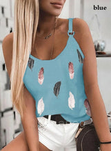 Load image into Gallery viewer, 2022 Summer Women Wear New Pattern Fashion T-Shirt Summer Casual Feather Print Sleeveless Tank Tops Camisole Coat
