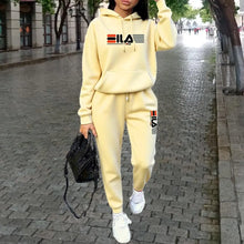Load image into Gallery viewer, Women's Printed Fleece Hoodie & Pants Two-Piece Set