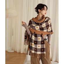 Load image into Gallery viewer, 1 Piece of Women's Autumn and Winter Heart-Shaped Scarf, Women's Plaid Comfortable Scarf, Thick Large Blanket Shawl Scarf
