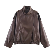 Load image into Gallery viewer, Women's Jacket Fall 2025 New Black Long Sleeve Pebble Faux Leather Jacket Motorcycle Style Personality Fashion
