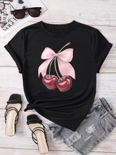 Load image into Gallery viewer, Fashion Cherry Print Women T-Shirt Short Sleeve Crew Neck Casual Tops for Summer Spring Women's Clothing Tops Tees