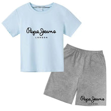 Load image into Gallery viewer, Kids Trendy Simple Letter Print Summer Fashion Breathable Tees+Shorts 2pcs Sportsuits 3-13 Years Boys Girls Outfits Clothes Sets
