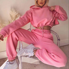 Load image into Gallery viewer, Winter Tracksuit Women Two Piece Set - Oversized Hoodie Sweatpants Solid Color Sportswear Suit |Casual Sweatshirt Trouser Set