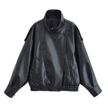 Load image into Gallery viewer, Women's Jacket Fall 2025 New Black Long Sleeve Pebble Faux Leather Jacket Motorcycle Style Personality Fashion
