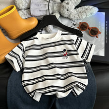 Load image into Gallery viewer, Summer Cotton Children Stripe Short Sleeve T-shirt For Boys and Girls Vintage Fashion Tops