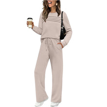 Load image into Gallery viewer, New Autumn Winter Women Two Piece Set O Neck Long Sleeve Sweatshirt Shirt High Wasit Drawstring Pants Female Casual Track Suits
