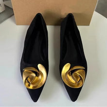 Load image into Gallery viewer, Elegant Office Women's Dress Shoes 2026 Summer New Black Shallow Pointed Toe Fashion Metal Flower Comfortable Ladies Flats