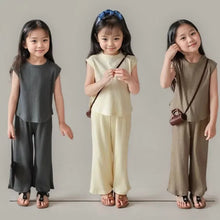 Load image into Gallery viewer, 1pcs Summer Children's Clothing Sets Girls Kids Toddler Clothes Solid Color T-shirt Tank Top +Length Pants Baby Girl Clothes