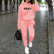 Load image into Gallery viewer, Women's Printed Fleece Hoodie & Pants Two-Piece Set