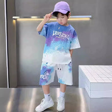 Load image into Gallery viewer, Boys Loose Casual Sets Summer Teen Gradient T-shirts+Shorts 2Pcs Big Kids Sport Short Sleeve Clothes Suits Children Print Outfit
