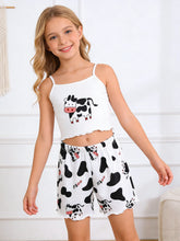 Load image into Gallery viewer, Summer collection of fashionable home clothes for girls, cute cow patterned tank top shorts for outdoor leisure.