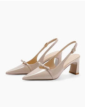 Load image into Gallery viewer, Women's Bow Pointed Toe Slingback Low Heel Shoes
