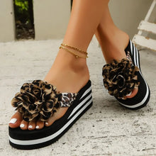 Load image into Gallery viewer, Summer Women Comfortable Sexy Leopard Flowers Soft Wedges Slippers Casual Beach Shoes New Flower Women's Sandals