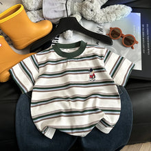 Load image into Gallery viewer, Summer Cotton Children Stripe Short Sleeve T-shirt For Boys and Girls Vintage Fashion Tops