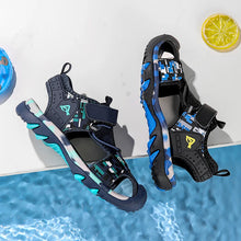 Load image into Gallery viewer, Kids Sandals Boys Breathable Anti-Slip Soft Sole Summer Beach Shoes Outdoor Lightweight Children Sandals with Adjustable Straps