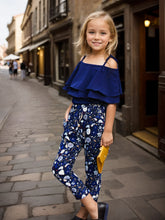 Load image into Gallery viewer, Summer Teen Girls Flower Chiffon Clothing Set Children Off Shoulder tops Floral Pants Kids Outfits Girl Clothes For 8 12 14Years
