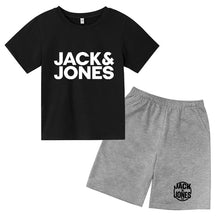 Load image into Gallery viewer, Kids Trendy Simple Letter Print Summer Fashion Breathable Tees+Shorts 2pcs Sportsuits 4-14 Years Boys Girls Outfits Clothes Sets
