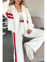 Load image into Gallery viewer, Autumn Winter Women's New Hoodie Suit Y2K Striped Zipper Loose Fit Jacket Outwear And High Waist Side-striped Pants Sports Sets