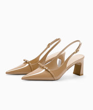 Load image into Gallery viewer, Women's Bow Pointed Toe Slingback Low Heel Shoes