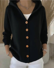 Load image into Gallery viewer, Solid Color Button Knit Hooded Sweater Cardigan Jacket For Autumn Winter New Casual Fashionable Women's Clothing Pulls Femmes