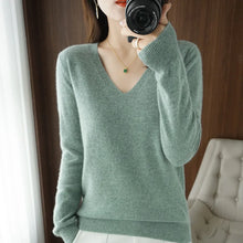 Load image into Gallery viewer, New Cashmere Women's V-neck Pullover Lace Neck Hollow Out Design Casual Knitted Long Sleeve Women's Sweater Autumn And Winter