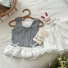 Load image into Gallery viewer, Summer Baby Girls Clothes Sets Toddler Ruffle Trim Patchwork Ribbed Sleeveless Vest+Flower Bud Shorts 2Pcs Kids Casual Outfits