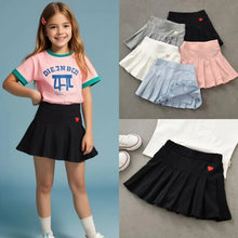 Load image into Gallery viewer, JK Skirt Shorts Children Miniskirt Summer Girls Candy Color Embroidered Heart Design Simple Pleated Skirt Safety Pants Design