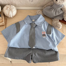 Load image into Gallery viewer, Zootopia Judy Summer Outfit Sets for Girls 2026 New Toddler Baby Casual Dress Suit Short Sleeve Striped Shirt Pleated Skirt 2PCS