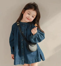 Load image into Gallery viewer, Girls' Cotton Puff Sleeve Denim Dress