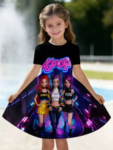 Load image into Gallery viewer, Kpop Cartoon Graphic Dress for Girls Funny Gift for Fan Harajuku Girl Clothes Summer Tops Short Sleeve Dress Children's Clothing