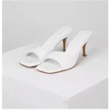Load image into Gallery viewer, Women's Square Toe Thin Heel Mule Slippers