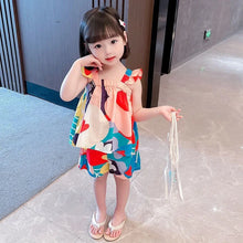Load image into Gallery viewer, Summer Baby Girls Clothing Sets Suspender Top Color Matching Floral Vest + Children'S Casual Pants Little Kids Clothes Suit