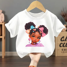 Load image into Gallery viewer, Summer Girls Casual T Shirts Fashion Printed Children's Short Sleeve Tops Kids Breathable Comfy Outdoor Tee Black Pink White